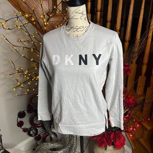 DKNY Women’s Sport Gray Black White Logo With Side Zipper Sweatshirt Size XS